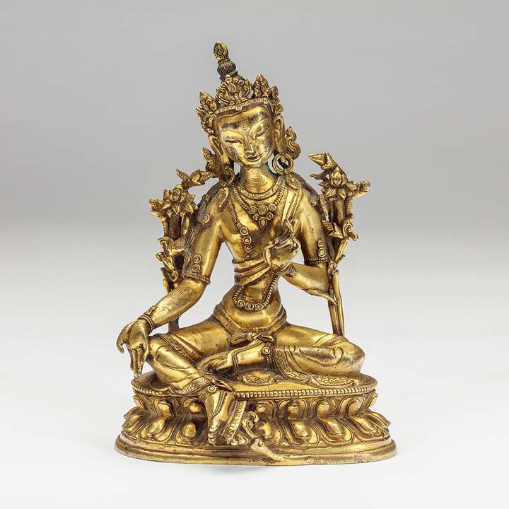 A Sino-Tibetan Gilt-Bronze Figure of Tara